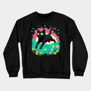 Black cat walk Crewneck Sweatshirt